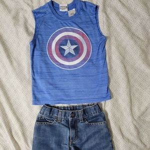 Boys Marvel Captain America Tank with Shorts size 4/5 XS